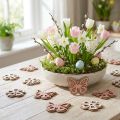 Scatter decoration wood flowers/butterflies white/pink Ø4cm 36p | Floristik24.ie