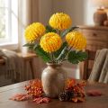 Chrysanthemum Yellow Silk Flowers Ø7cm L18cm 4pcs | Floristik24.ie