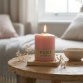 PURE pillar candle 90/70 pink natural wax candle sustainable candle decoration | Floristik24.ie