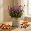 Planter for autumn, metal pot with leaf decoration, golden planter Ø10cm H10cm | Floristik24.ie