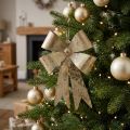 Bow to hang, Christmas tree decorations, golden metal decoration, antique look H23cm W16cm | Floristik24.ie