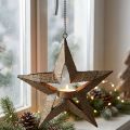 Tea light holder metal poinsettia decoration beige 22.5cm | Floristik24.ie