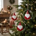 Christmas ornament gnome Santa Claus metal Ø16cm 3pcs | Floristik24.ie
