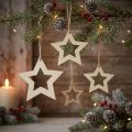 Wooden stars decoration hanging wooden star natural 6/8/10/12cm 16 pcs | Floristik24.ie