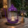 Tealight holder glass lantern teapot purple Ø15cm H26cm | Floristik24.ie