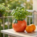 Mediterranean decoration orange vase flowerpot ceramic Ø9cm | Floristik24.ie