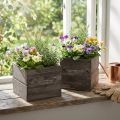Plant boxes with a drawer-like design – grey-brown, various sizes – versatile and decorative storage – set of 2 | Floristik24.ie