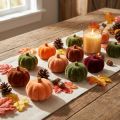 Mini pumpkin decoration flocked scatter decoration 6 colors Ø4cm 24 pcs | Floristik24.ie