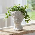 Plant Pot Woman's Head Decorative Planter White Washed 15×16×21cm | Floristik24.ie