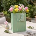 Gift Bag Light Green Golden Stripes 18×10×23cm 1 pc | Floristik24.ie