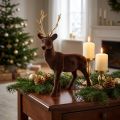 Decorative deer standing brown gold reindeer Christmas decoration 27cm | Floristik24.ie