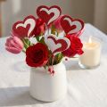 Heart on a stick, red and white, decorative heart, Valentine's Day decoration, 16 pieces | Floristik24.ie