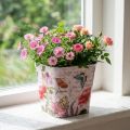 Flower pattern planter Ø13×H11.5cm plastic flower pot | Floristik24.ie