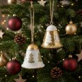 Christmas Bells Vintage Christmas Decoration Golden White 2 Pcs | Floristik24.ie