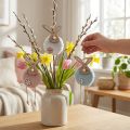 Hanging Rabbits Decorative Hanging Easter Wood Plush 26×7×2cm 6 pcs | Floristik24.ie