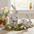 Decorative rabbits white vintage wood look Easter H14.5/24.5cm 2pcs | Floristik24.ie
