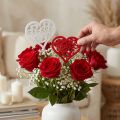 Flower plug heart red, white decorative plug Valentine's Day 7cm 12pcs | Floristik24.ie