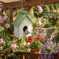 Hanging decoration birdhouse wood green white 14.5×7.5×17.5cm | Floristik24.ie