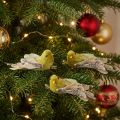 Christmas decoration bird on clip, green, glitter, 12cm, 6 pieces assorted | Floristik24.ie