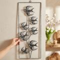 Metal decoration for hanging, swallows, wall decoration Silver, washed white H47.5cm | Floristik24.ie
