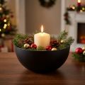 Candlestick black silver Christmas decoration Ø13cm H6.5cm | Floristik24.ie
