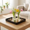 Decorative tray metal wood square natural black 25.5×25.5×4cm | Floristik24.ie