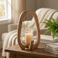 Lantern wood glass lantern living room decoration Ø12cm H20cm | Floristik24.ie