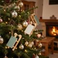 Decorative sleigh wood for hanging mint green white 9.5cm 6pcs | Floristik24.ie