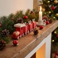 Wooden train with gift boxes, red and white, set of 2, 18 x 3 x 4.5 cm - Christmas decoration | Floristik24.ie