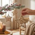 Decorative star for hanging jute star natural Ø18cm 4 pcs | Floristik24.ie