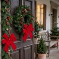 Decorative Bow Red Velvet Bow 4cm wide Christmas Bow for outdoors 15×18cm 2pcs | Floristik24.ie