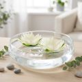 Water lily artificial flower floating table decoration cream white Ø15cm 2pcs | Floristik24.ie