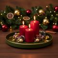 Decorative tray in green with gold edge, modern, 30cm | Floristik24.ie