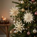 Paper stars, Christmas decorations, tree ornaments, white and gold, 15cm, 6 pieces | Floristik24.ie