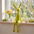 Easter bunny sitting on a shelf, flocked, yellow-green, 56cm | Floristik24.ie