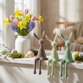 Easter Bunny Shelf Sitters, Flocked, Green/Brown, 28cm, 3 Pieces | Floristik24.ie