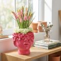 Plant Head Polyresin Bust Planter Pink 13.5×13×14cm | Floristik24.ie