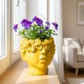 Plant head bust polyresin planter yellow 13.5×13×14cm | Floristik24.ie