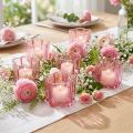 Flower tealight holder, pink tealight glass, Ø7.5cm H6cm, 6 pieces | Floristik24.ie
