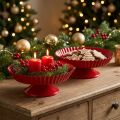 Metal plate red small decorative plate with base metal Ø14cm 2 pcs | Floristik24.ie