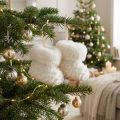 Boots with fur booties Christmas tree decoration white 7cm 2pcs | Floristik24.ie