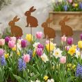 Garden stake, rusty rabbit, garden decoration, Easter decoration, 11cm x 15cm, 4 pieces | Floristik24.ie