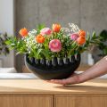 Vase Ceramic Ship Table Decoration Black Abstract Modern H15cm | Floristik24.ie