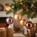Christmas tree balls made of glass pink apricot Ø6cm 24 pcs | Floristik24.ie