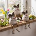 Rabbit Ceramic Decoration Rabbit Edge Stool 6.5×7×9.5cm 3 pcs | Floristik24.ie