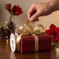 Gold gift ribbon with wire edge, 15mm wide, 25m long | Floristik24.ie