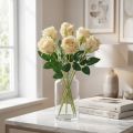 Artificial flowers rose cream Ø6cm L50cm 6pcs | Floristik24.ie