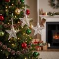 Star-shaped hanging ornament, clear plastic, 15cm, 6 pieces | Floristik24.ie