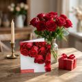 Gift card red roses + envelope 1 pc | Floristik24.ie