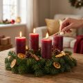 Solid-colored Burgundy Rustic Safe Advent Candles 110×60mm Set of 4 Self-extinguishing | Floristik24.ie